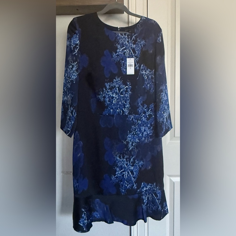 Banana Republic Navy Blue Patterned Dress